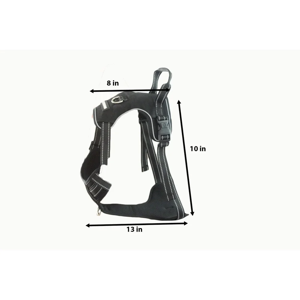 WINSEE No Pull Dog Harness Black Reflective Adjustable Oxford Pet Vest XLarge